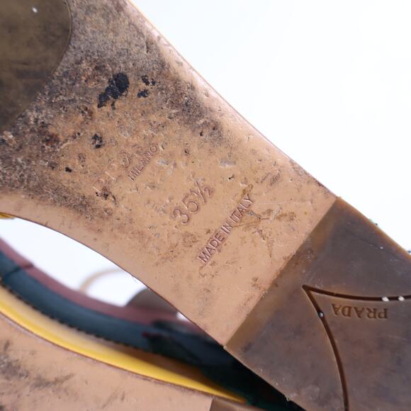 PRADA Southwest Suede Appliqué Platform Sandals Multicolor Wedge Women's 35.5 - Picture 10 of 11